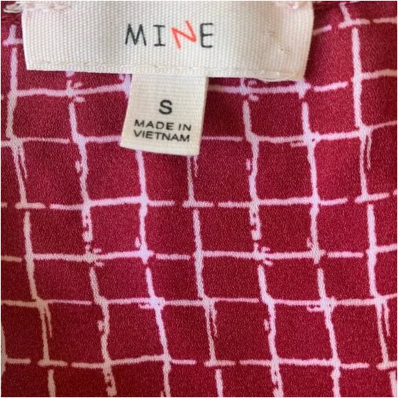mine Red Window-pane Pattern Blouse Size Small - Picture 4 of 4